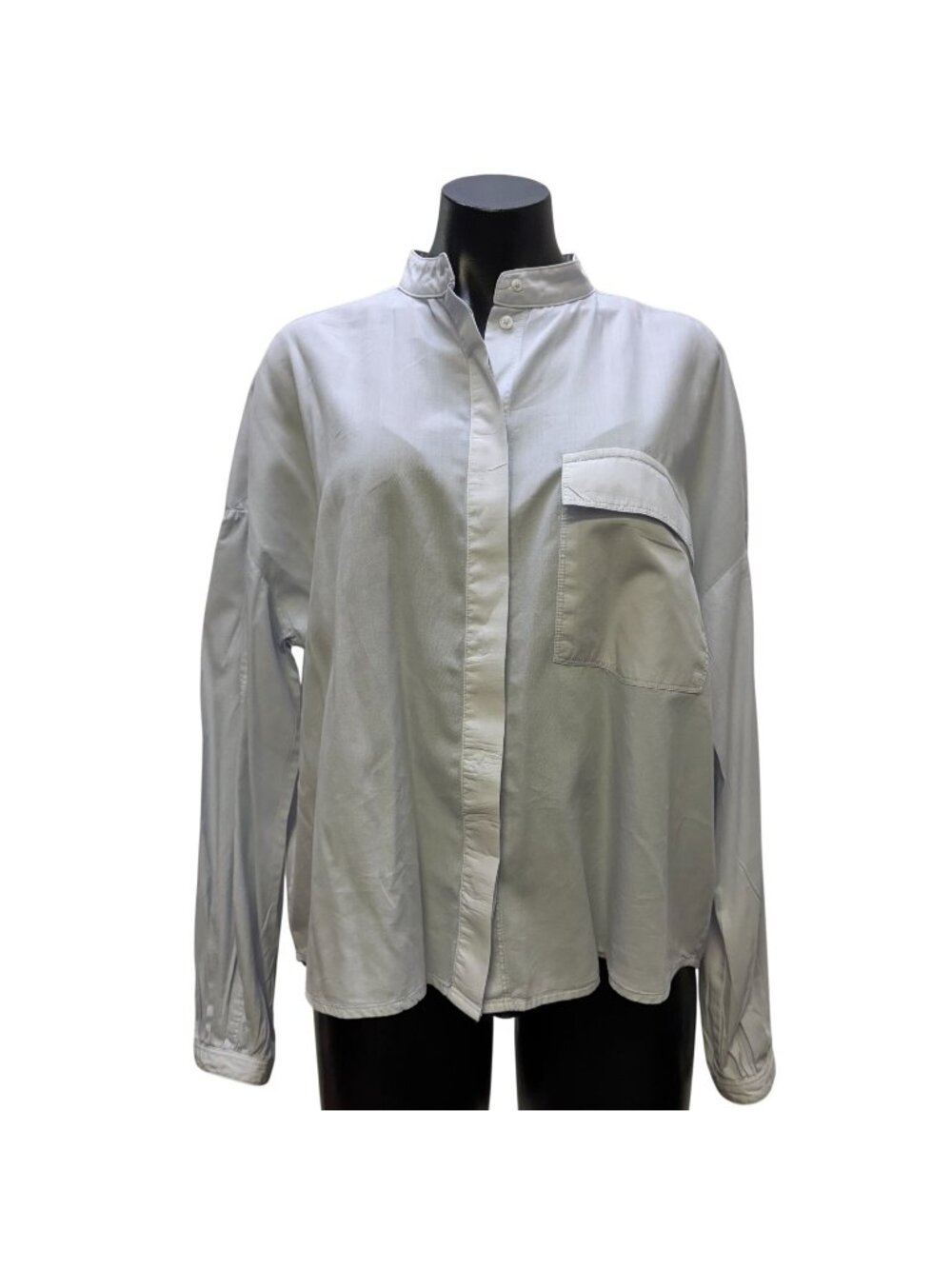 Marc O'Polo Light Blue Mandarin Collar Long-Sleeve Blouse Size 38/M - Picture 1 of 7